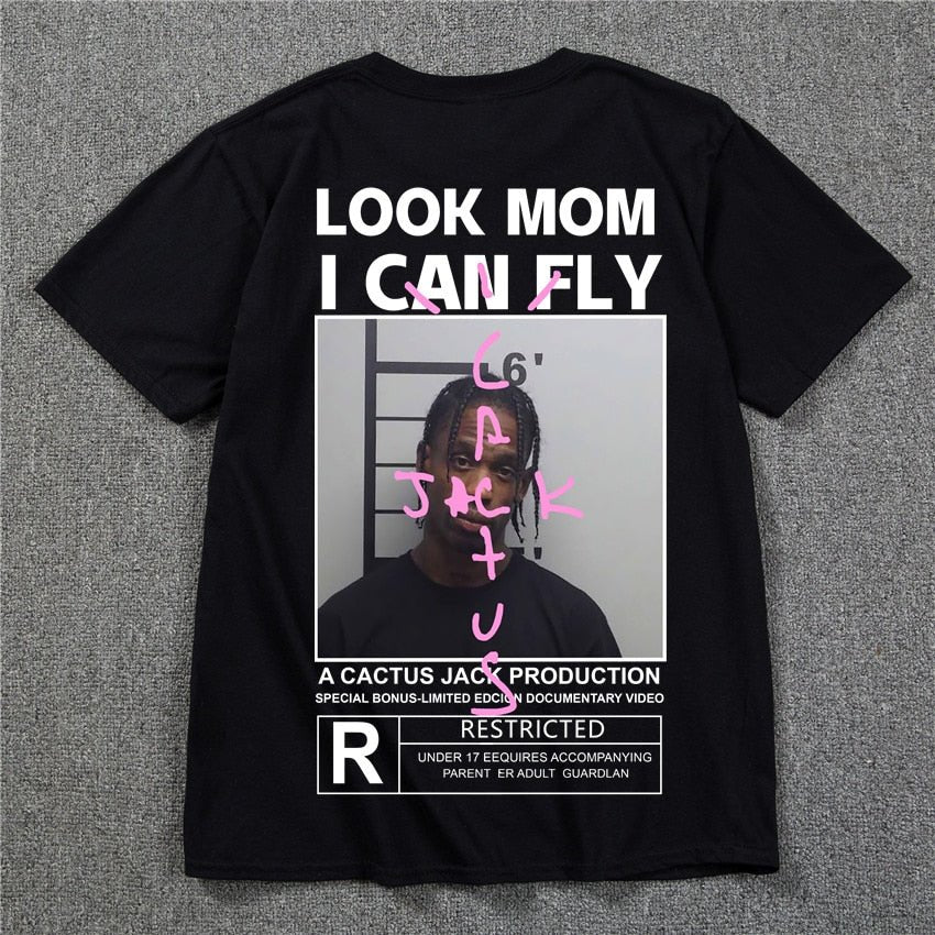 Camiseta Travis Scott Cactus Jack Look Mom I Can Fly Loja Side